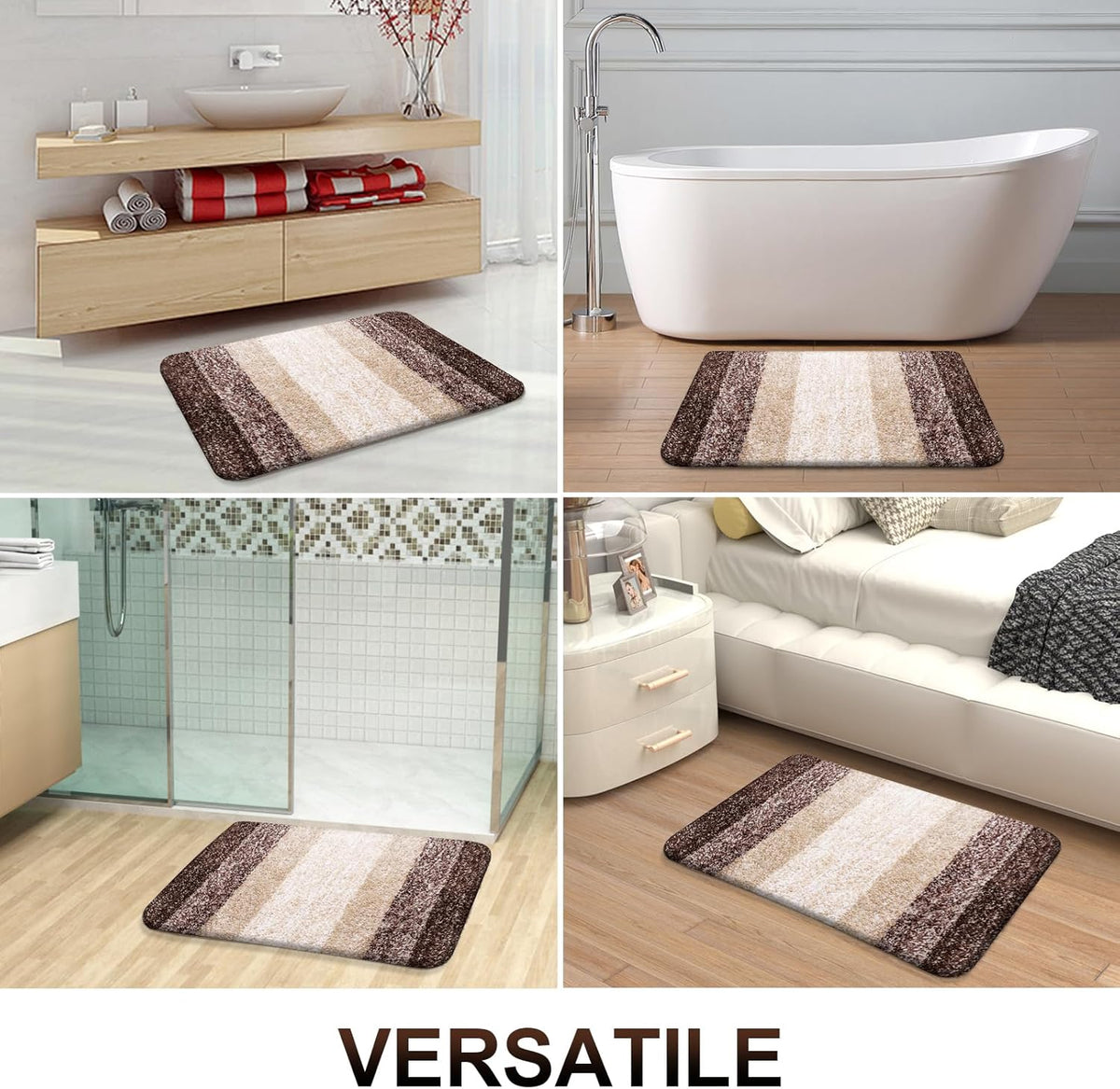 OLANLY Large Bathroom Rugs - Extra Soft Microfiber Mat 45x27 | Quick Dry & Machine Washable, Brown