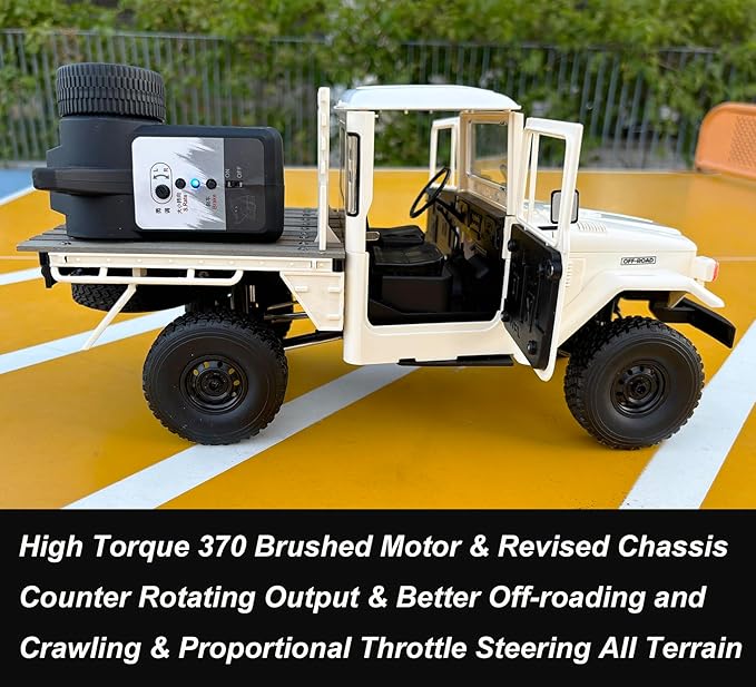 WPL C44 RC Rock Crawler RC Truck 4x4 1/16 Scale Remote Control Crawler Pickup Off Road All Terrain RTR with Proportional Control 370 Motor Upgraded Chassis Hobby Model for Adult