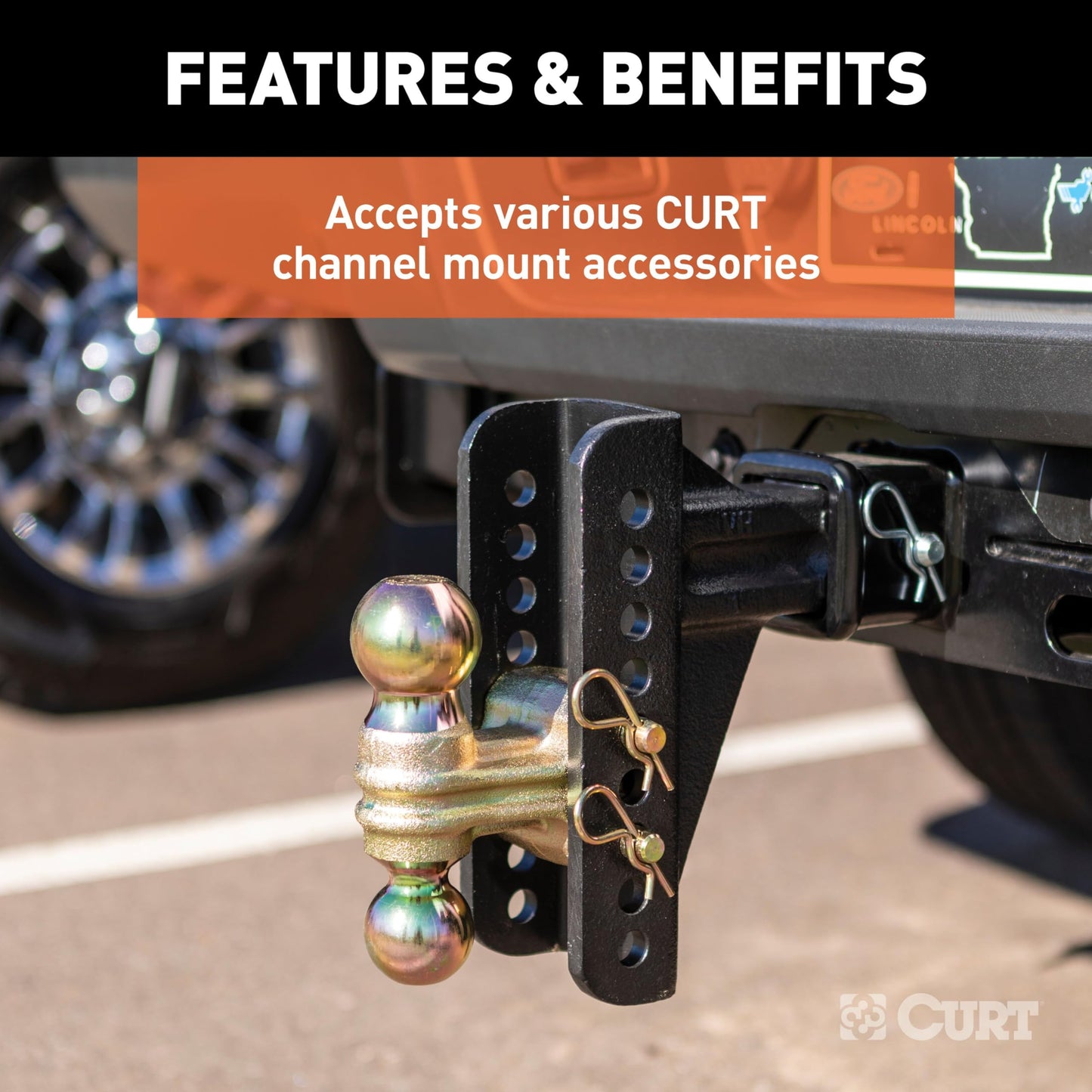 CURT 45908 Adjustable Pintle Hitch Combination, 2-1/2-Inch Receiver, 6-Inch Drop, 2-5/16-Inch Ball, 20,000 lbs