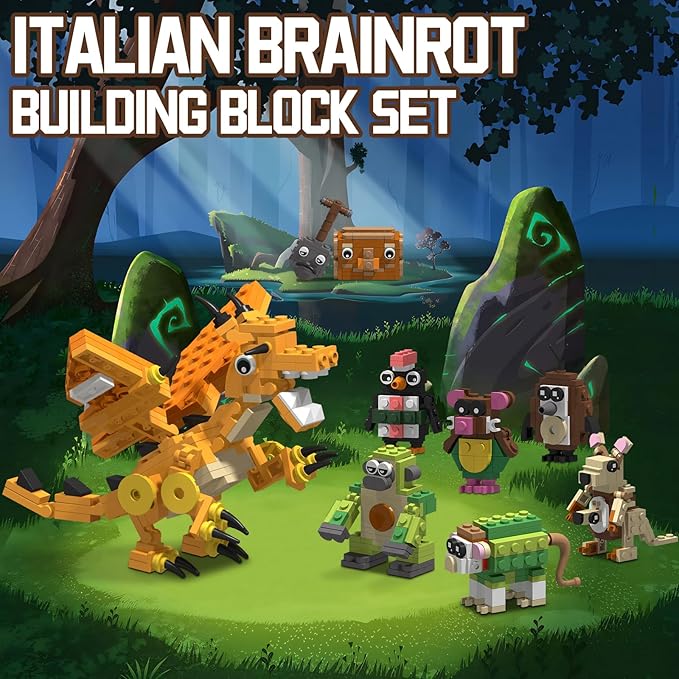 Italian Brain Rot Unique Cartoon Characters Building Blocks 9 in 1 Educational &amp Entertaining Gift Idea for Kids Teens &amp Adults