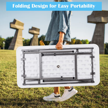 4 Foot Ice Cooler Table, Folding Buffet Cold Food Keeper w/Removable Matching Skirt & Drain Plug, Portable Patio Outdoor Chilling Table, Cooler Server for Party, Picnic, Camping, Wedding, BBQ