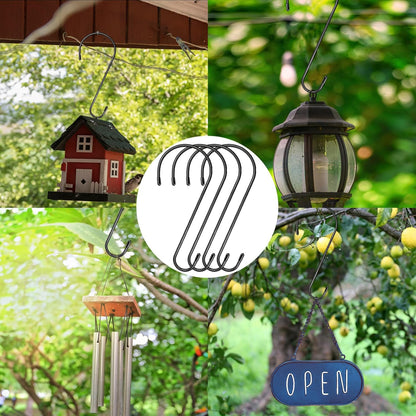 Tree Branch Hooks - 14 Inch Extra Large S Hooks by [Brand Name] for Bird Feeders & Hanging Plants | Heavy Duty Black
