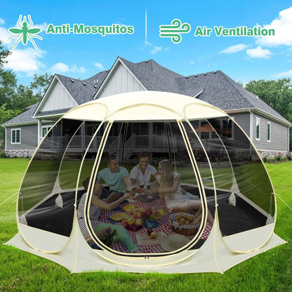 URCUZER 12x12Ft Pop-Up Canopy Screen House Tent - Outdoor Screen Room with 10 Mesh Side Panels Not Waterproof, Includes Carrying Bag - Fit 8-10 Person