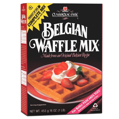 Classique Fare Belgian Waffle Mix - Light & Crisp Waffles, Pancakes, Muffins & Crepes - 16 Oz Box