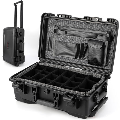 GarveeTech Protective Case,Heavy Duty Protective Dry Box Case with Padded Dividers and Wheels,Waterproof Travel Camera Case Dustproof and Impact Resistant,22” x 14” x 9”,for Travel, Hunt