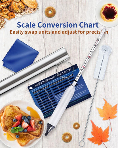 CIMALAB Maple Syrup Hydrometer Test Cup Kit, Hydrometer for Maple Syrup Making, Maple Syrup Hydrometer Kit with Baume and Brix Scale, Maple Syrup Supplies for Measuring Sugar Content in Syrup Sap