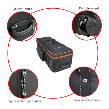 MagicLine Photo Studio Trolley Case with Side Pocket 39.4"x14.6"x13"/100x37x33 cm, Rolling Camera Case Bag, Carrying Bag with Wheels for Light Stands,Tripods,Flashes,Telescopes