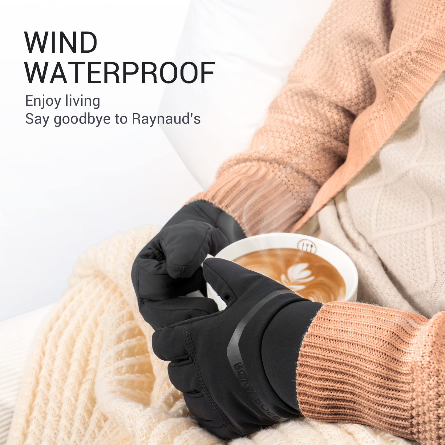 Royalrose Heated Gloves Liners for Men Women, Rechargeable Waterproof Winter Thin Heated Work Gloves with Arthritis Raynaud's Relief for Ski Golf Hiking Driving (Black-new, Small)