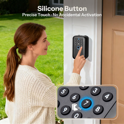 Moquin Smart Bluetooth Key Lock Box Outdoor IP65 Waterproof Fingerprint Lock Box Works with Tuya App, Key Safe with Silicone Keypad, Large Storage for Home, Airbnb & Realtors