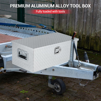 GarveeTech 30 in Aluminum Truck Tool Box, Truck Bed Storage Box with Security Lock and Wider Handles, Heavy Duty Waterproof Tool Box Organizer Chest for Pick Up Truck Rv Trailer - Silver