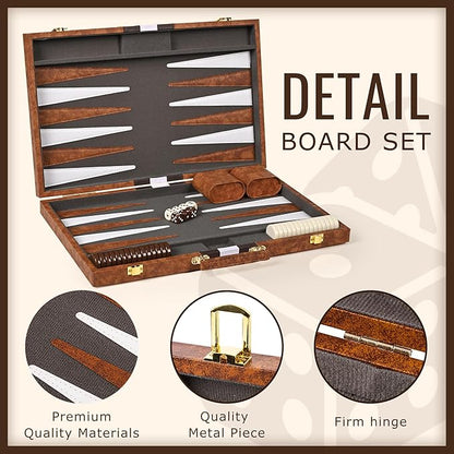ropoda Backgammon Board Game Set (18 Inches) for Adults and KidsClassic Board Strategy GamePortable and Travel Backgammon Set with Premium Leather CaseBest Strategy &amp Tip Guid