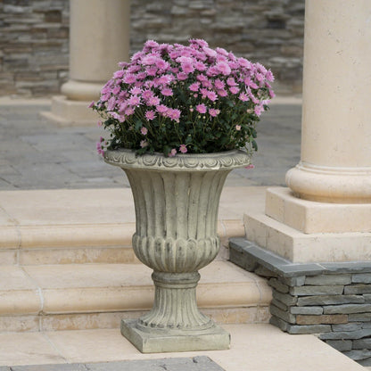 Gubaiao 26" Large Urn Planters for Outdoor Plants - Versatile Indoor/Outdoor Garden Planter Urns Flower Pots with Antique Green Magnesium Oxide Finish