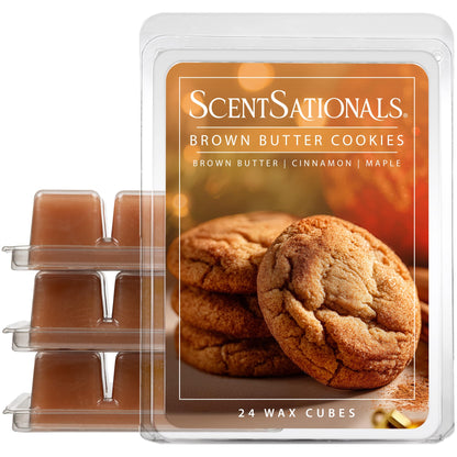 ScentSationals Brown Butter Cookies Scented Wax Melts - Creamy Pumpkin, Cinnamon, & Brown Butter, 10oz (24 Cubes)