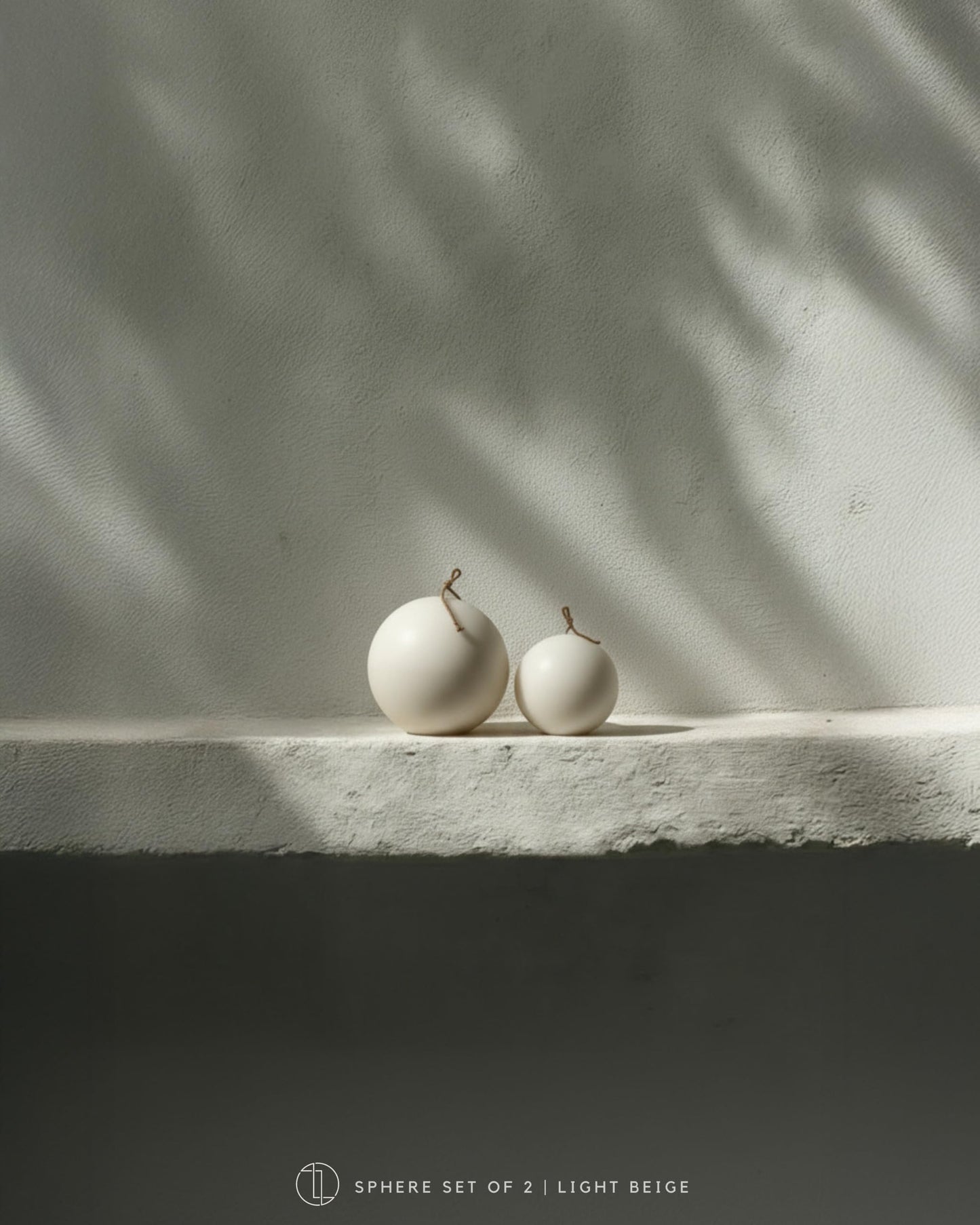 LAWA Sphere Candle - Beautiful Handmade Pillar Soy Wax Elegant Aesthetic Candle Housewarming Gift Home Room Shelf Decor Idea (Light Beige, Set of 2)