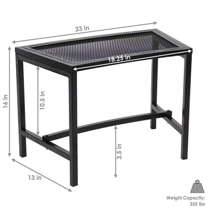 Sunnydaze Mesh Outdoor Curved Bench - Metal Patio Bench Set - Heavy-Duty Outdoor Seats for Backyard or Fire Pit - Black - Set of 2