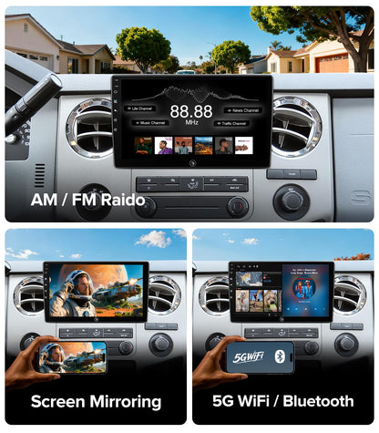 10" QLED Android 13 Car Stereo for Ford F150 2004-2008, F250 F350 2008-2016 Radio Upgrade Wireless CarPlay Android Auto Radio, Touchscreen, 5G WiFi,1080P Backup Camera, Dash Kit, GPS Navigation