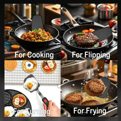 2 Pack Silicone Spatula Turner, 600°F Heat Resistant Kitchen Spatula Set for Nonstick Cookware, Cooking Utensil Set for Egg Pancake Flipper/Heat Resistant Silicone Grip