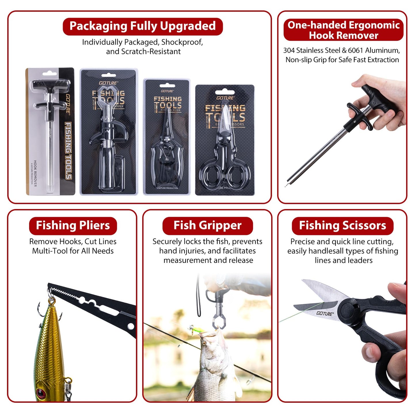 Goture Fishing Rod and Reel Combos with Tackle Backpack, 6FT-9FT Telescopic Fishing Pole with Spinning Reel,3 3600 Tackle Trays,Lures,Pliers,Travel Full Starter Kit for Freshwater Saltwater,Beginners