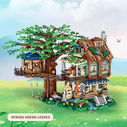 Idea Tree House Bricks Model Toys Set Forest House Building Blocks Street View Sets for Adults Ages 14+ Tree House Display 4761 PCS