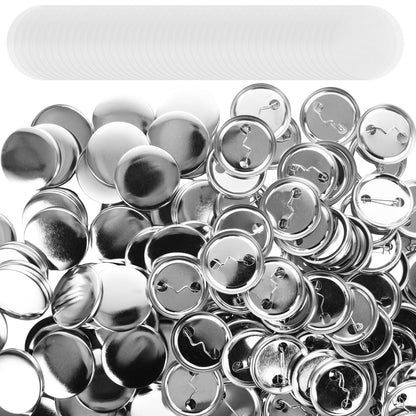 MUXHEL 900Pcs Blank Button Maker Supplies 1.46 Inch/37mm Dia Button Pins Round Metal Blank Badge Parts Metal Covers, Metal Backs& Clear Film for Button Maker Machine, Pin Maker, Badge Button Press