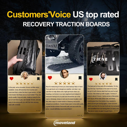 moveland 41.7" Extra Long Traction Boards for Mud, Sand & Snow – 10 Ton Capacity – with Mounting Kit & Carry Bag – Heavy Duty Off Road Recovery Boards for SUV Truck 4x4
