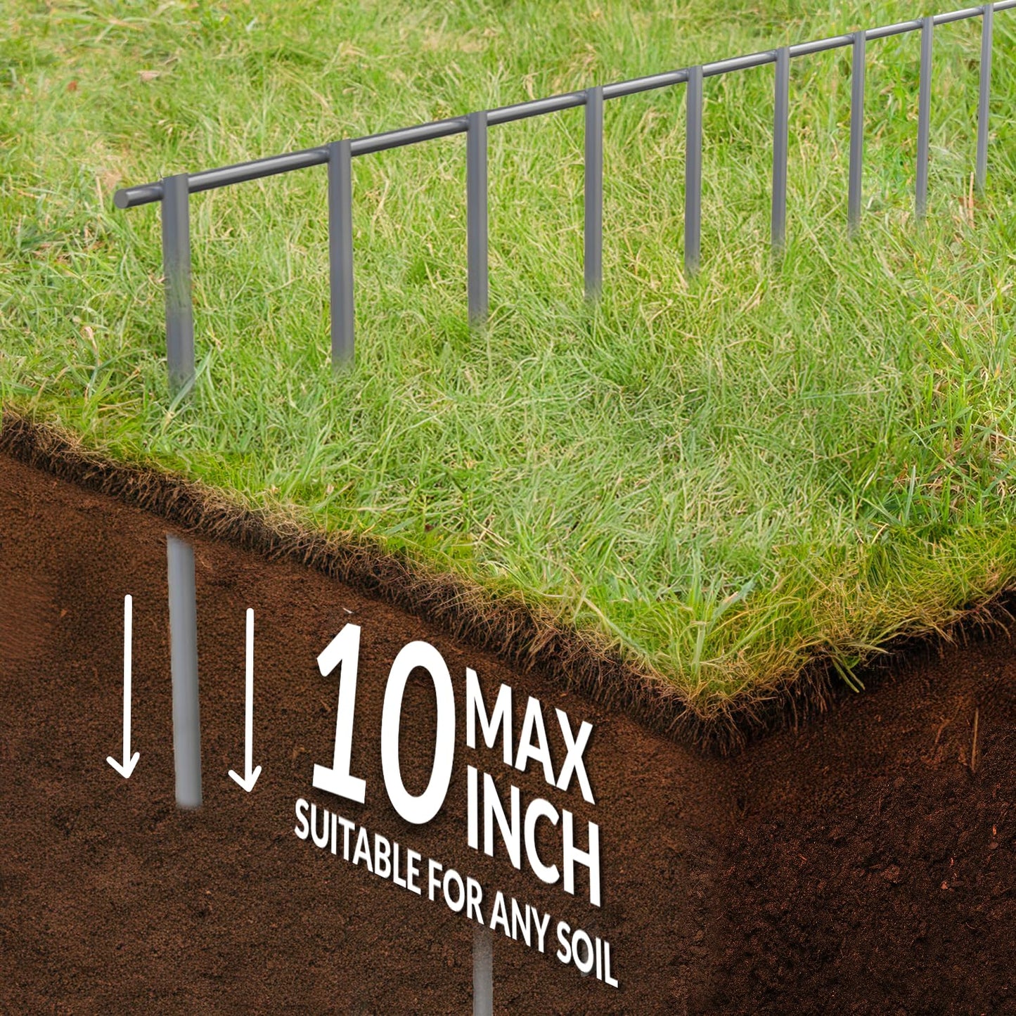 Dig Defence Original Animal Barrier Fence - Large Decorative Garden Fence, Outdoor No Dig Fence for Dogs and Rabbits, Yard and Patio - 32”(L) x 10”(H), 24 Pack