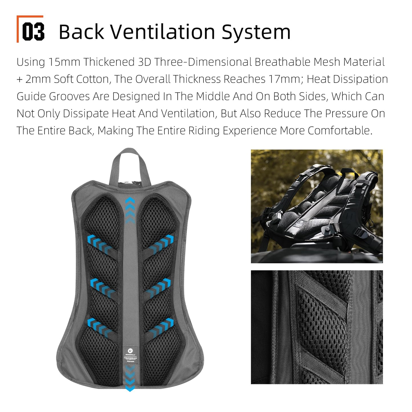Rhinowalk Motorcycle Backpack – Helmet Holder, Rain Cover, Hydration Bladder Hole – Sports Backpack for Hiking, Climbing, Cycling, Running, Camping