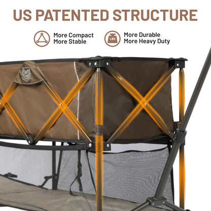 TIMBER RIDGE 400L Large Capacity Folding Double Decker Wagon with Brakes, 54" Extra Long Extender Wagon Cart, 450lbs Heavy Duty Collapsible Cart, All-Terrain Big Wheels for Camping, Sports, Shopping
