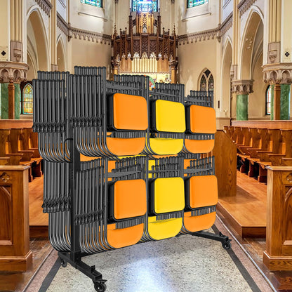 koretech Folding Chair Rack for 96 Chairs or 12 Tables, Folding Chair Cart with Wheels Heavy Duty, Chair Storage Dolly for Transport Organize Chairs