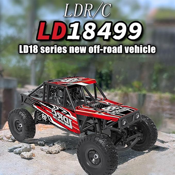 LDRC 18499 Waterproof Rc Climbing Car 1:18 Full Proportion Rc Offroad 4x4 Rc Underwater Crawler Pipe Rack Climbing Vehicle Cars Model RTR (Red)