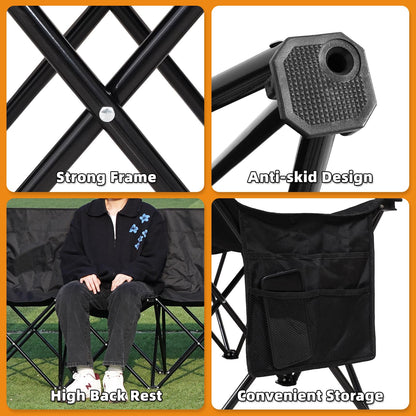 G GOOD GAIN Portable Soccer Bench - Team Bench Soccer 6 Seats with Bag, Sideline Folding Bench, Folded Chair Seating 6 for Football Camp Outdoor Sport Events, Team Chairs for Adults, Black