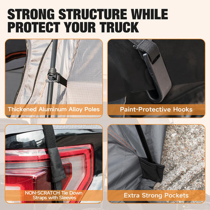 Truck Bed Tent 5.5' ~ 5.8', Upgrade Quick Setup Truck Tent for Camping, 3000mm Waterproof Pickup Truck Tent for 2 Person, Ford, GMC, Toyota, Chevy, Dodge, Nissan