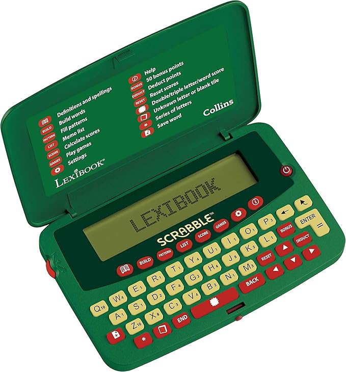 LEXiBOOK Scrabble Dictionary Build and Pattern Function 276 000 playable Words from Collins Dictionary Green/Red SCF-328AEN
