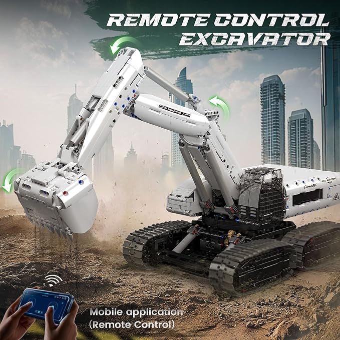 Mould King 17079 RC Excavator Building Set Construction Digger with 8 Motors Collectible Truck Model Kit for Men &amp Women STEM Engineering Toys for Adults(3195 Pieces)