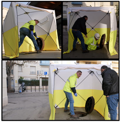 JAX3® Professional Work Tent | Pop Up | 6.2x6.2x7 Ft | Instant Quick and Easy Tool-Free Setup | Waterproof UV50+ & Flame Retardant (CPAI-84) | Splicing, Commercial Tent, Fiber Optic for Heavy-Duty Use