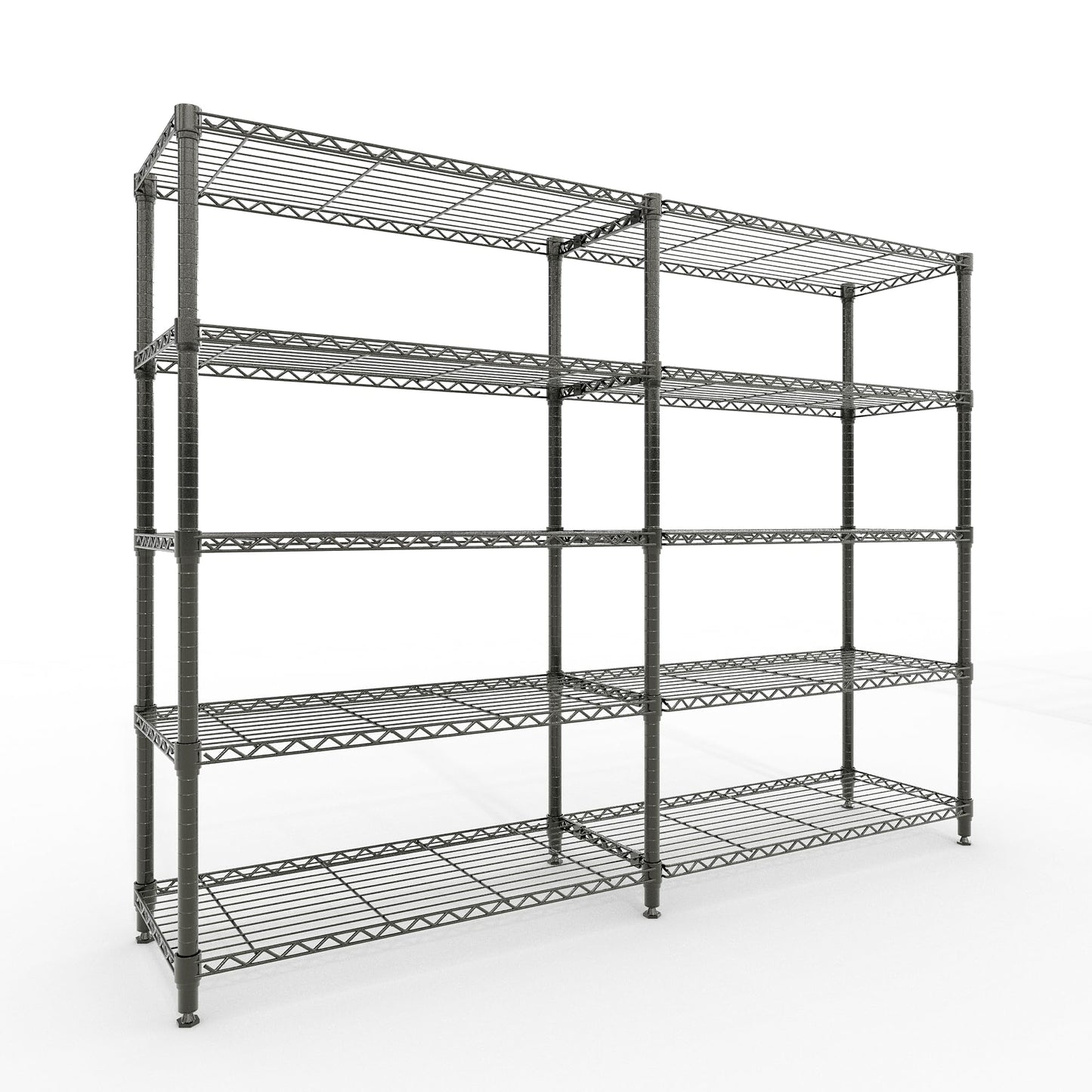5-Shelf Heavy Duty Metal Storage Rack, 71" Wide Adjustable Wire Shelving with 1325 lbs Load Capacity, L-Shaped Design for Garage, Kitchen, Pantry, Basement, and Warehouse, 70.5" H x 15.8" D