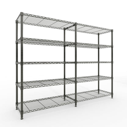 5-Shelf Heavy Duty Metal Storage Rack, 71" Wide Adjustable Wire Shelving with 1325 lbs Load Capacity, L-Shaped Design for Garage, Kitchen, Pantry, Basement, and Warehouse, 70.5" H x 15.8" D