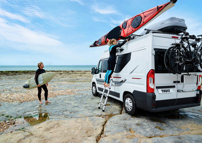 Thule Van Ladder - 9 Steps - 8.5Ft Extension - Telescoping Van Ladder - Easy Close System - EN:131 Compliant