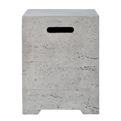 Merax Outdoor 15.75''MGO Propane Tank Cover Table, Propane Tank Holder with Handles on Both Sides & Groove Hole at The Bottom,Fire Side Table for Gas Fire Pits,No Assembly Needed, Light Gray