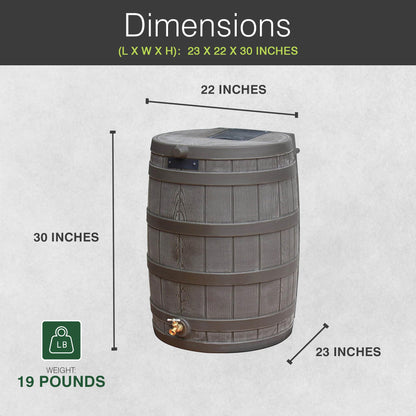Good Ideas Rain Wizard Water Collection Plastic Barrel Tank System, 50 Gallon, Oak - Portable Outdoor Rainwater Catcher and Storage Drum with Robust Metal Spigot and Fine Mesh Screen