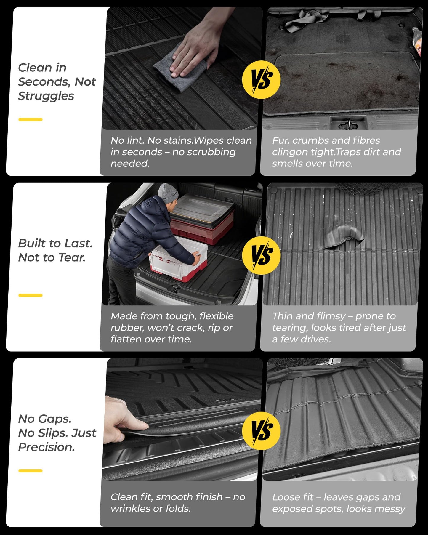 3W Cargo Liner Fit 2024 2025 2026 Toyota Grand Highlander 7 Seat with Subwoofer(Include Hybrid), Trunk Mat and Seat Back Covers TPE All Weather(Not for Hybrid MAX Model)