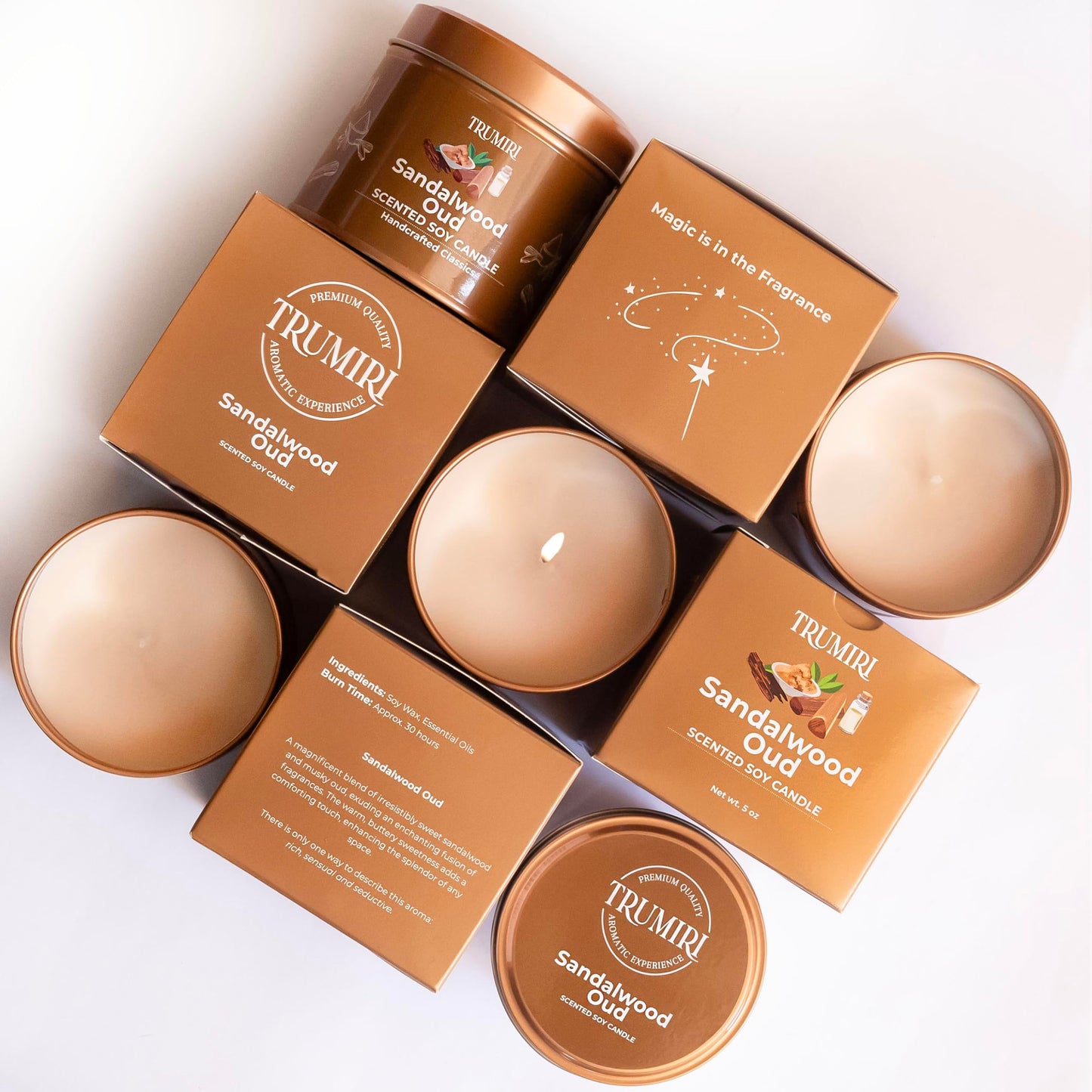 Sandalwood Oud - Scented Candles for Men - 5oz Natural Soy Clean Organic Non Toxic - Masculine Scent Gifts - Candel for Home Bedroom Bathroom Apartment Room Décor Aesthetic New House Essentials