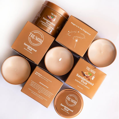 Sandalwood Oud - Scented Candles for Men - 5oz Natural Soy Clean Organic Non Toxic - Masculine Scent Gifts - Candel for Home Bedroom Bathroom Apartment Room Décor Aesthetic New House Essentials