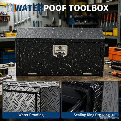 Heavy-Duty Aluminum Underbody Tool Box for Truck,12" x 14" x 18" Waterproof Pickup Truck Storage Chest, Secure Lockable Organizer for RV, Trailer & Work Vehicles, Universal Fit with Slim Profile, Easy