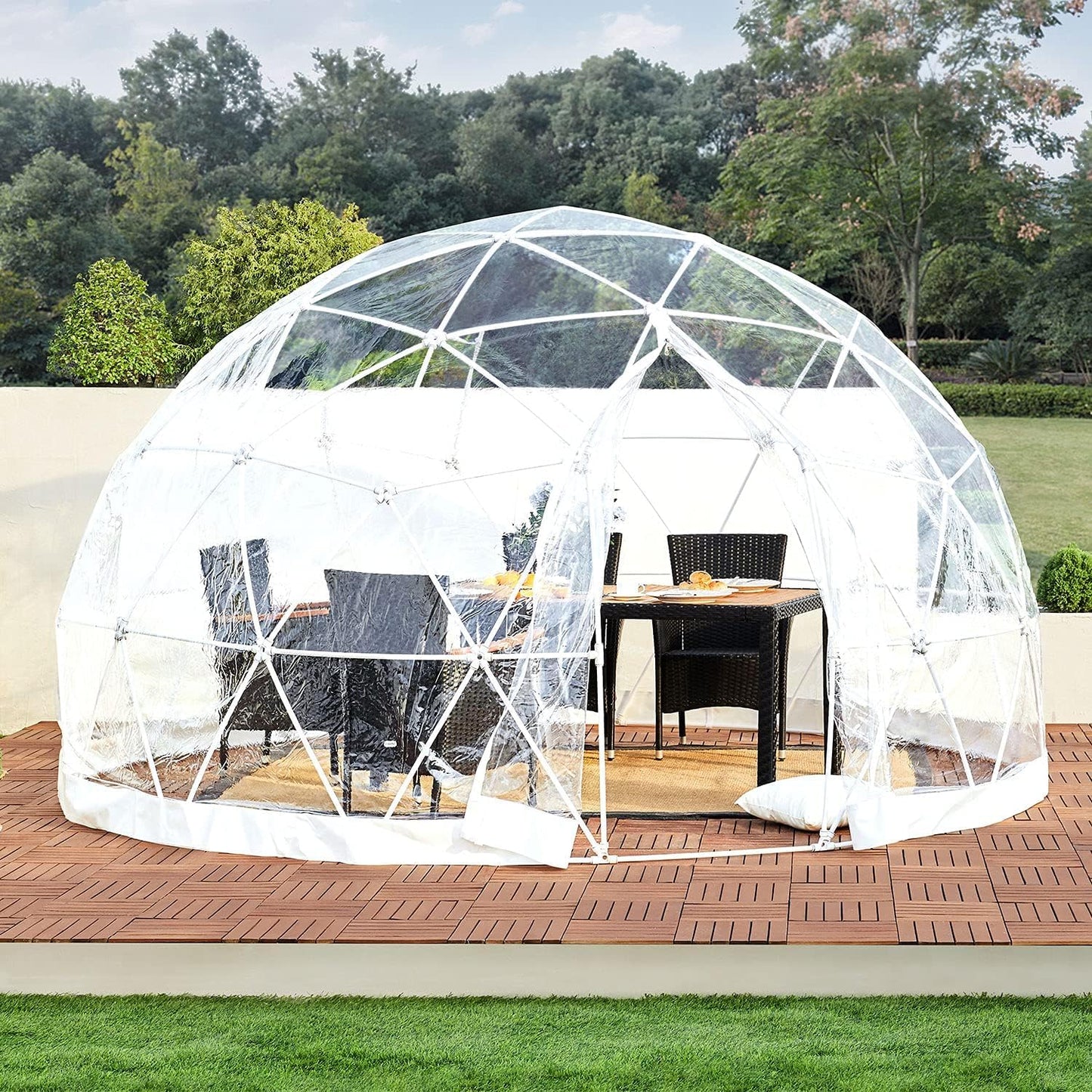 CZGBRO 12FT Garden Dome House, Outdoor Clear Dome Tent Shelter Geodesic Dome 5-7 Person for Backyard Patios, Canopy Gazebos Screen House Room Lean to Greenhouse