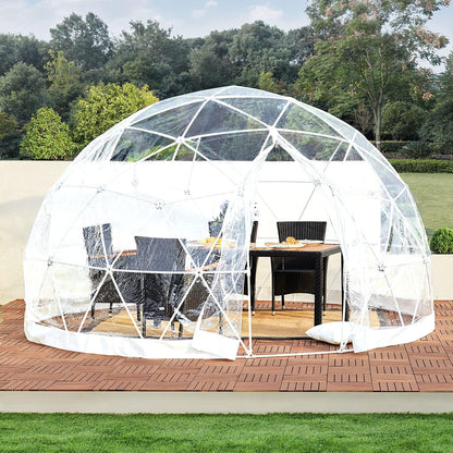 CZGBRO 12FT Garden Dome House, Outdoor Clear Dome Tent Shelter Geodesic Dome 5-7 Person for Backyard Patios, Canopy Gazebos Screen House Room Lean to Greenhouse