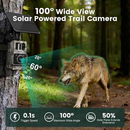 MAXDONE Solar Trail Camera 2 Pack - 4K 64MP WiFi Bluetooth Solar Deer Camera with Night Vision Motion Activated, Game Camera IP66 Waterproof, Wildlife Cameras Built-in Battery Rechargeable Power