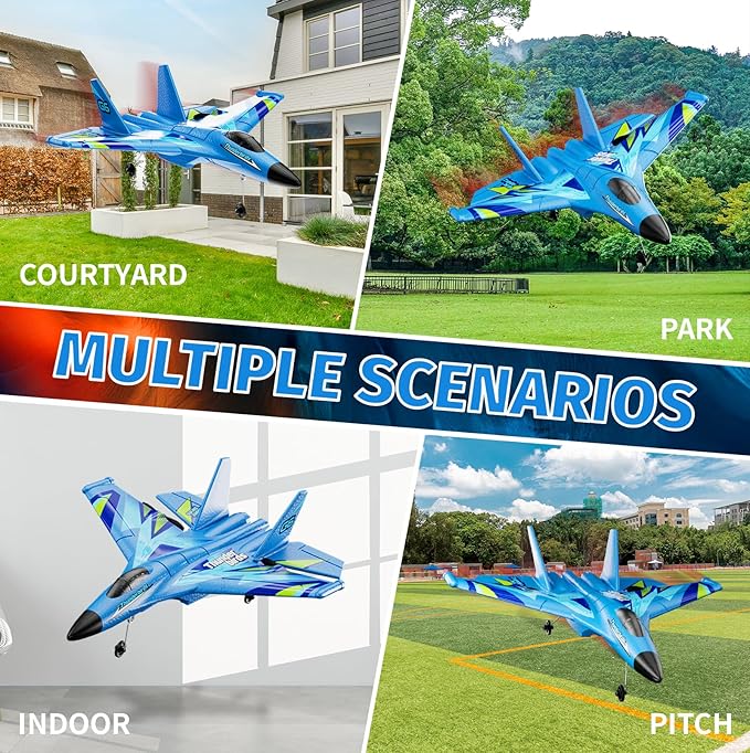 Foam RC Plane with 3 Batteries Remote Control Airplane RC Jet Helicopter Plane for Kids Adults Beginner Easy to Fly RC Fighter Remote Control Aircraft with Automatic Balance Gyro for Adult Kids