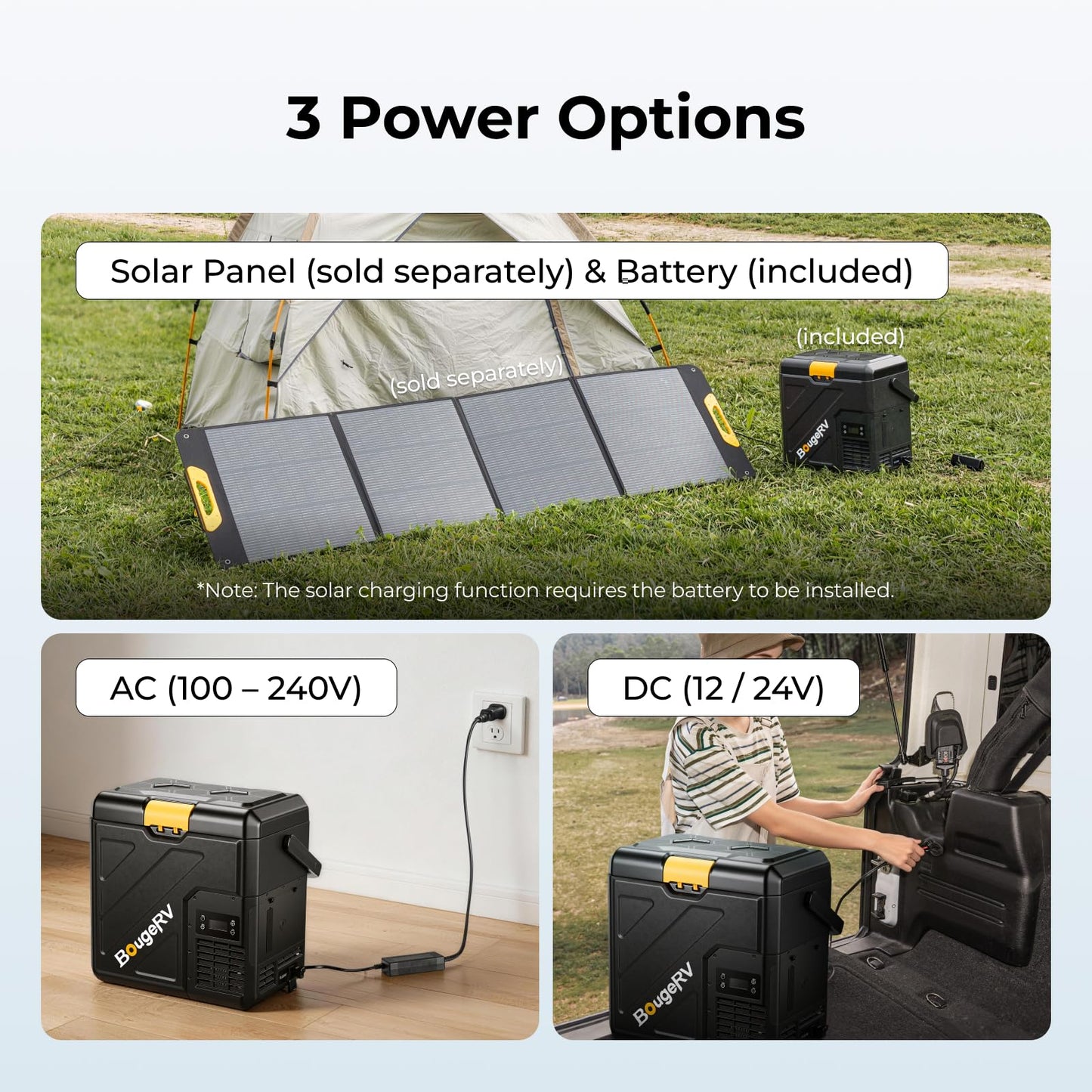 BougeRV 12 Volt Refrigerator with 240Wh Battery, 21QT Car Fridge, 20L Portable Freezer, -4~68℉, 12/24V DC, 110~240V AC, Ideal for 2 People, Road Trips, Truck, Camping(2026 New Model: CRH20 and B240)