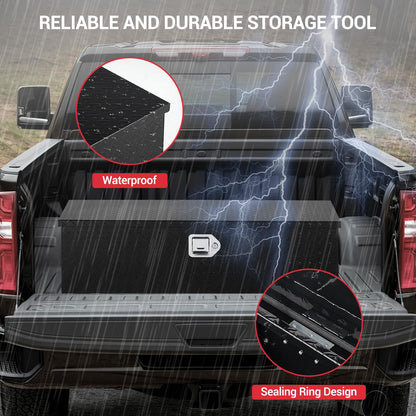 GarveeTech 48 in Aluminum Truck Tool Box, Truck Bed Storage Box with Security Lock and Wider Handles, Heavy Duty Waterproof Tool Boxes Organizer Chest for Pick Up Truck Rv Trailer,Black